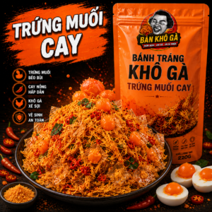 Bánh tráng khô gà trứng muối cay